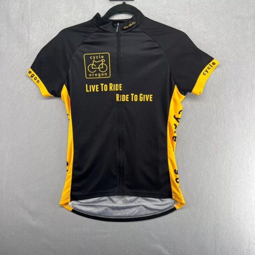 Primal Cycling Jersey Womens Size M Yellow Black Cycle Oregon Live To Ride Bike